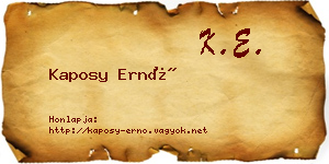 Kaposy Ernő névjegykártya